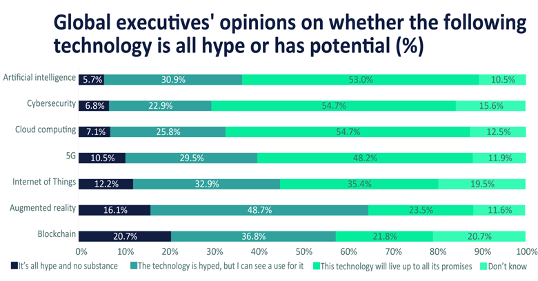 Global executives are of the opinion that Blockchain Technology is all hype