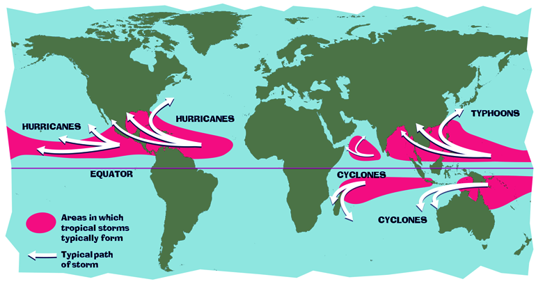 Worldwide Tropical Cyclones: Listing of Global Events & Economic Loss