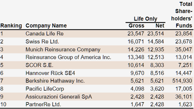 Top 10 Global Life Reinsurance Groups