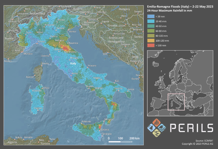 PERILS disclosed 2nd insured loss estimate for floods in Italy for EUR 488 mn