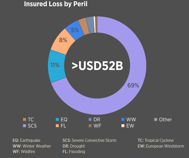 Insured losses by type and perils, 2013-2023