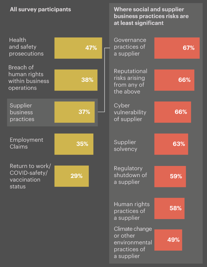 How significant are the following social risks for the directors and officers of your organisation?