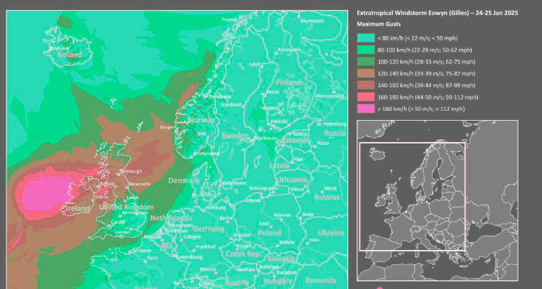 PERILS releases third loss estimate for Windstorm Éowyn