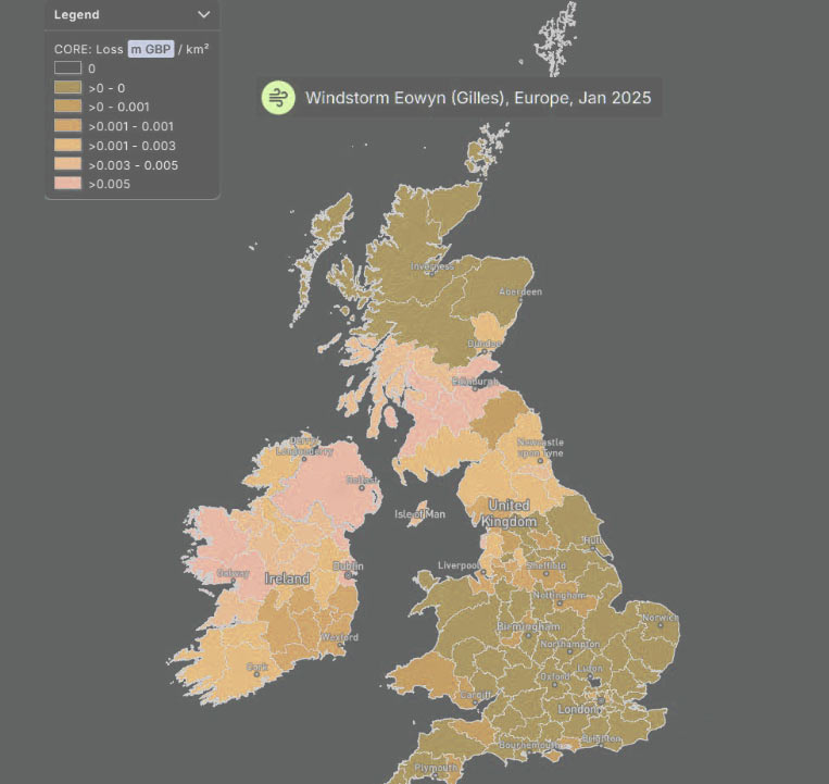 PERILS releases third loss estimate for Windstorm Éowyn